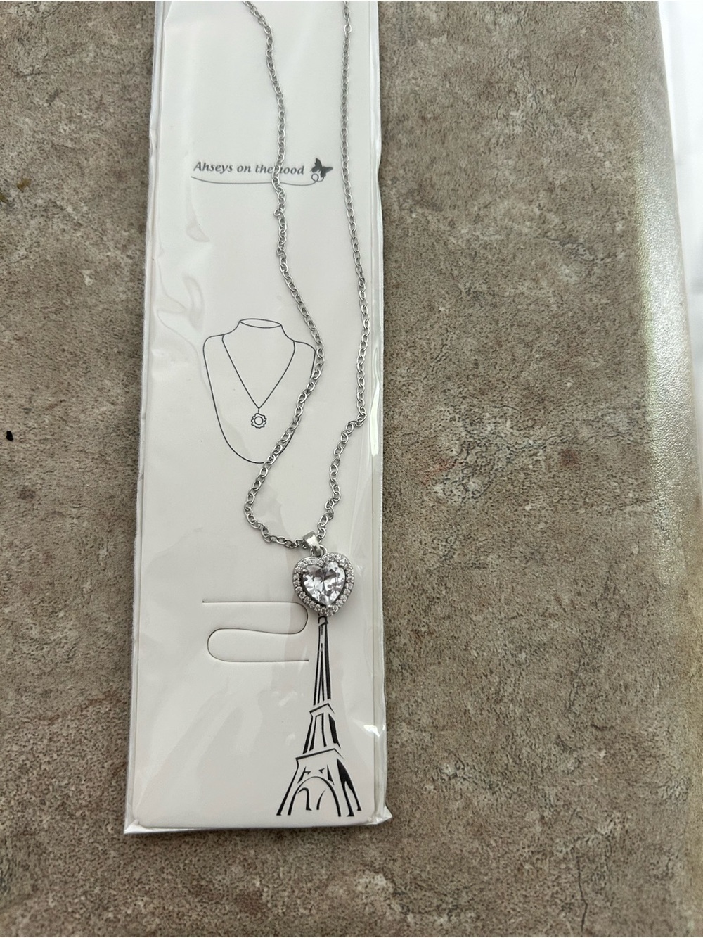 4/$50 On The Road Silver Heart Pendant Necklace with Clear Stone